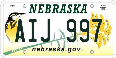 NE license plate AIJ997
