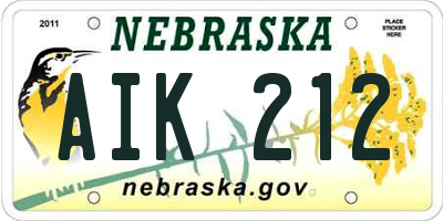 NE license plate AIK212