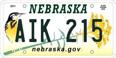 NE license plate AIK215