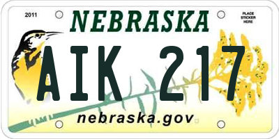 NE license plate AIK217
