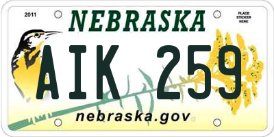 NE license plate AIK259