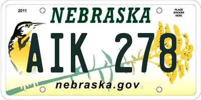 NE license plate AIK278