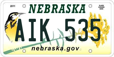 NE license plate AIK535