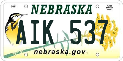 NE license plate AIK537