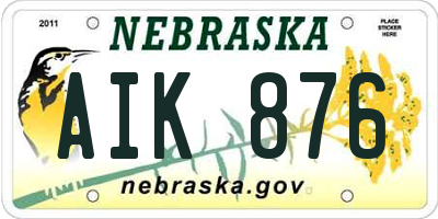 NE license plate AIK876