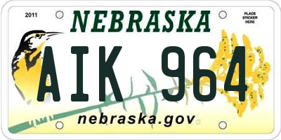 NE license plate AIK964