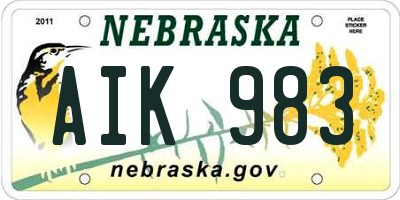 NE license plate AIK983