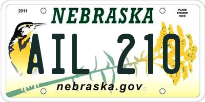 NE license plate AIL210