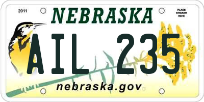 NE license plate AIL235