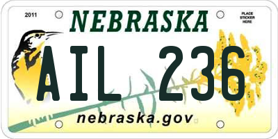 NE license plate AIL236