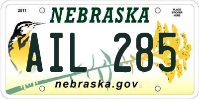 NE license plate AIL285
