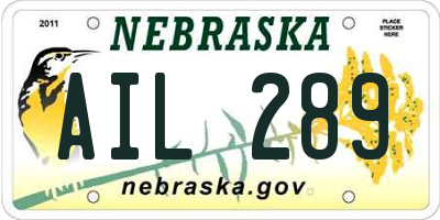 NE license plate AIL289
