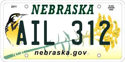NE license plate AIL312
