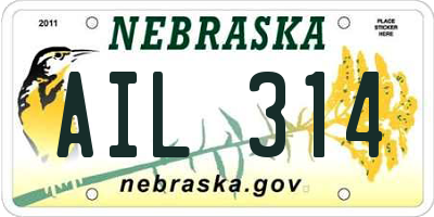 NE license plate AIL314
