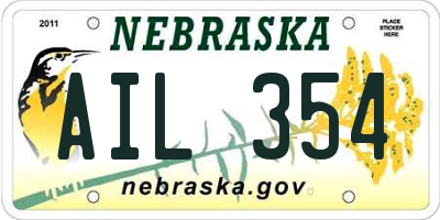 NE license plate AIL354