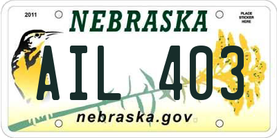 NE license plate AIL403