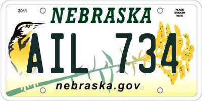 NE license plate AIL734