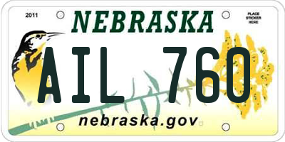 NE license plate AIL760