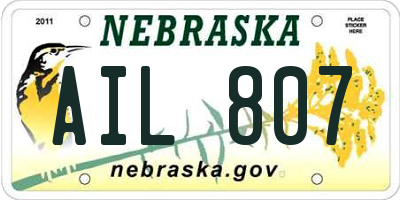 NE license plate AIL807