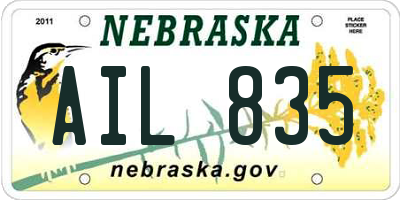 NE license plate AIL835
