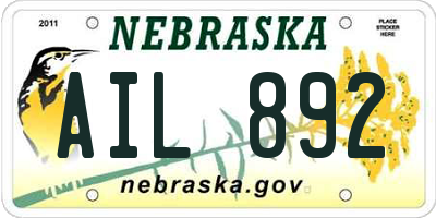 NE license plate AIL892