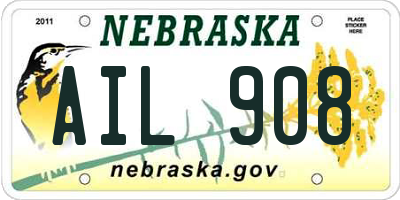 NE license plate AIL908