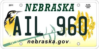 NE license plate AIL960