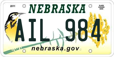 NE license plate AIL984