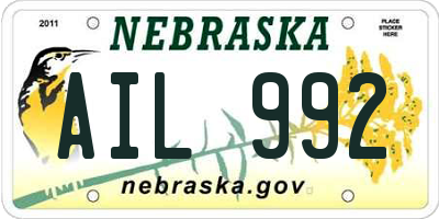 NE license plate AIL992