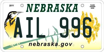 NE license plate AIL996