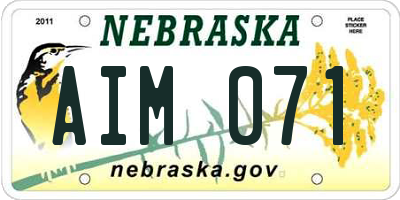 NE license plate AIM071