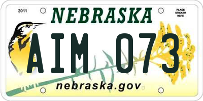 NE license plate AIM073