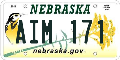 NE license plate AIM171