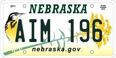 NE license plate AIM196