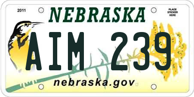 NE license plate AIM239