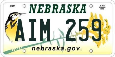 NE license plate AIM259
