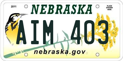 NE license plate AIM403