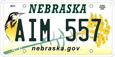 NE license plate AIM557