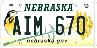 NE license plate AIM670
