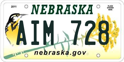 NE license plate AIM728
