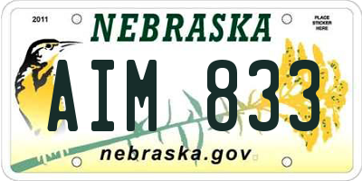 NE license plate AIM833
