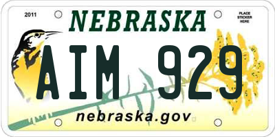 NE license plate AIM929