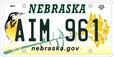 NE license plate AIM961