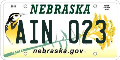 NE license plate AIN023