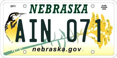 NE license plate AIN071
