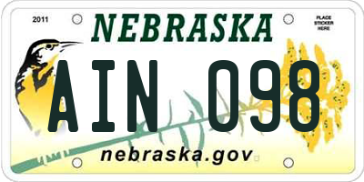 NE license plate AIN098