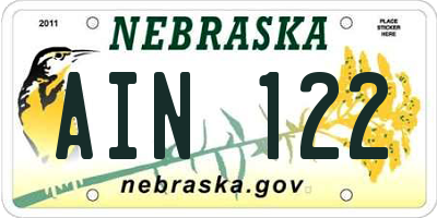 NE license plate AIN122