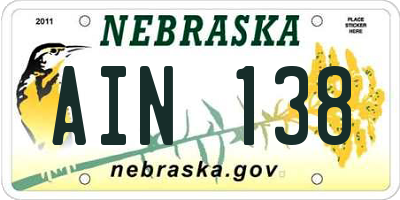 NE license plate AIN138