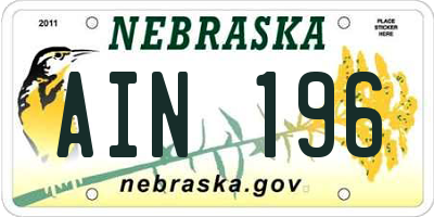 NE license plate AIN196