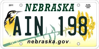 NE license plate AIN198